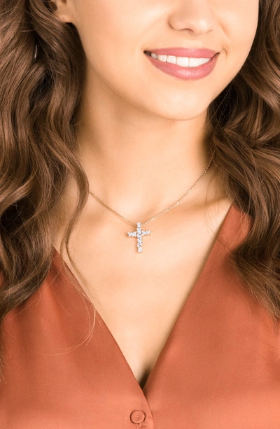 Shop Swarovski Magda Cross Necklace In Rose Gold