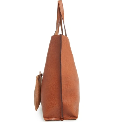 Shop Street Level Reversible Faux Leather Tote & Wristlet - Brown In Cognac