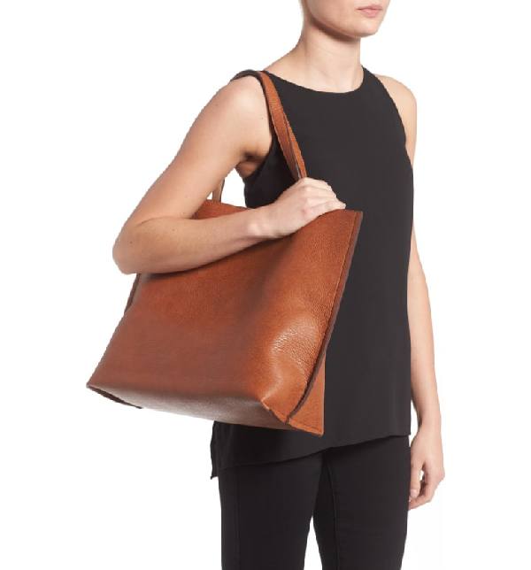 Street Level Reversible Faux Leather Tote & Wristlet - Brown In Cognac ...