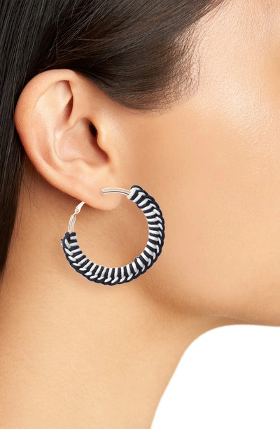 Shop New Friends Colony Dulce Macrame Hoop Earrings In Black/ White