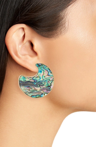 Shop Argento Vivo Stone Sculptural Hoop Earrings In Abalone/ Gold