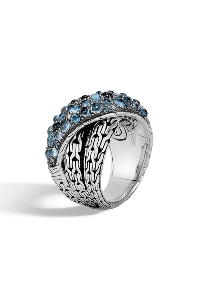 Shop John Hardy Classic Chain Crossover Ring In Blue