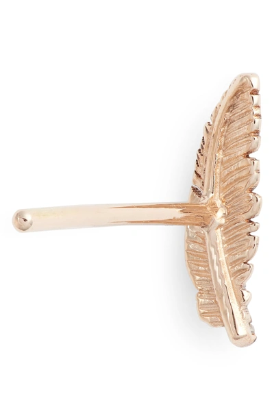 Shop Kismet By Milka Feather Champagne Diamond Earring In Rose Gold/ Diamond