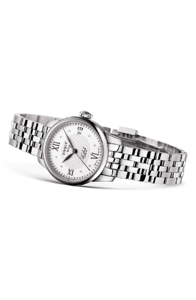 Shop Tissot Le Locle Automatic Lady Diamond Dial Bracelet Watch, 25mm In Silver