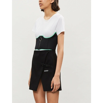 Shop Off-white Asymemtric Stretch-crepe Mini Skirt In Black