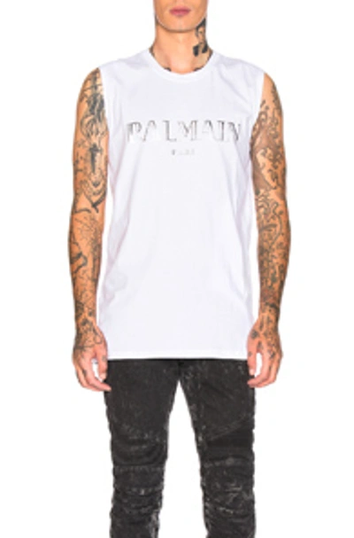 Shop Balmain Logo Tank In White