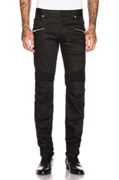 Shop Balmain Embroidered Jeans In Black