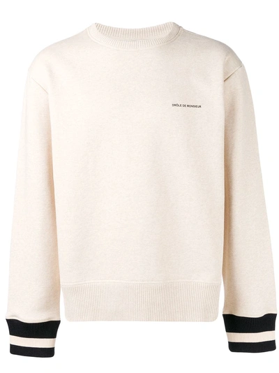 Shop Drôle De Monsieur Knitted Sweatshirt In Neutrals