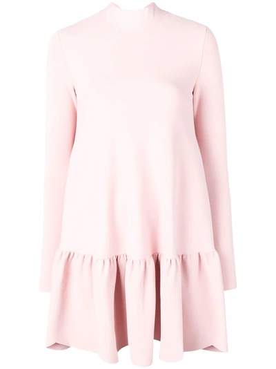 Shop Valentino Scallop Hem Mini Dress In Pink