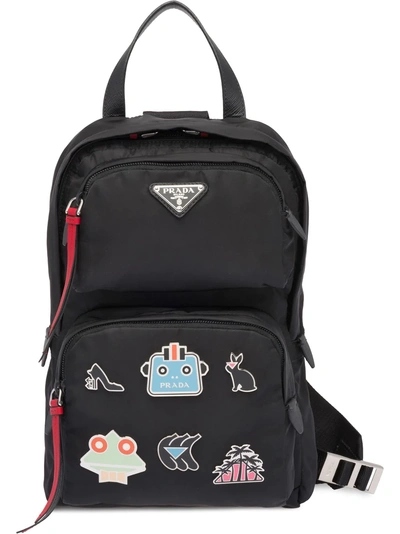 Shop Prada One-shoulder Backpack - Black