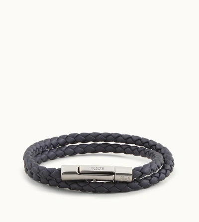 Shop Tod's Mycolors Bracelet In Leather In Blue