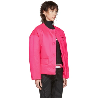 Shop Prada Pink Collarless Puffer Jacket In F0t08 Pink