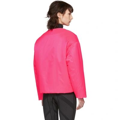 Shop Prada Pink Collarless Puffer Jacket In F0t08 Pink