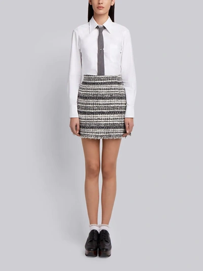 Shop Thom Browne Banker Stripe Lace Ribbon Mini Skirt In Grey