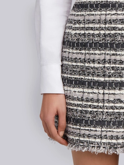 Shop Thom Browne Banker Stripe Lace Ribbon Mini Skirt In Grey