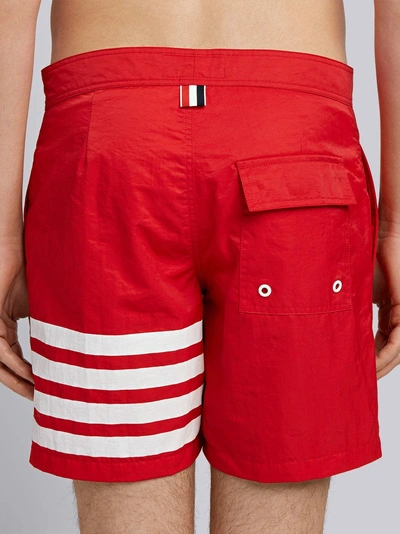 Shop Thom Browne Printed 4-bar Stripe Swim Tech Short In Red