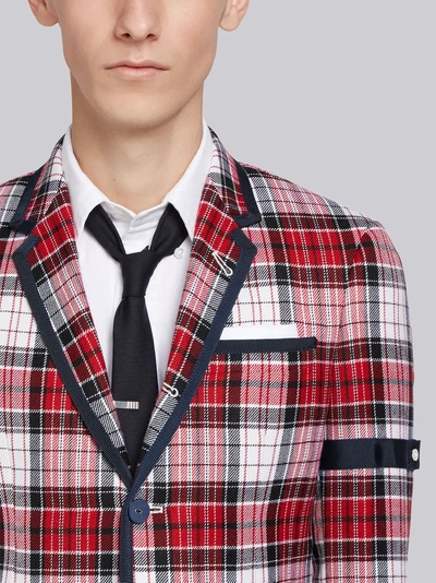 Shop Thom Browne Armband Variegated Check Sport Coat In Red