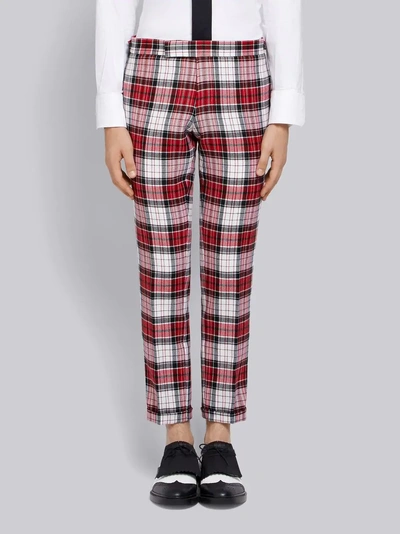 Shop Thom Browne Variegated Check Skinny Wool Trouser In Red