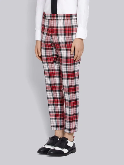 Shop Thom Browne Variegated Check Skinny Wool Trouser In Red