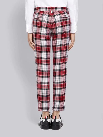 Shop Thom Browne Variegated Check Skinny Wool Trouser In Red