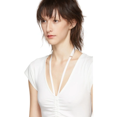 Shop Alexander Wang T Alexanderwang.t Off-white Compact Ruched Bodysuit In 106 Ivory