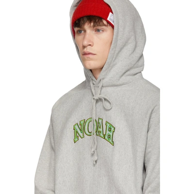 Shop Noah Nyc Grey Tricolor Logo Hoodie In Heathergrey