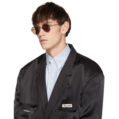 Shop Thom Browne Black And Silver Tbs912 Sunglasses In Blkslvbrown