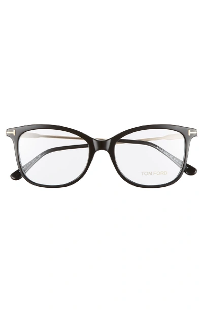 Shop Tom Ford 52mm Round Optical Glasses In Shiny Black Acetate