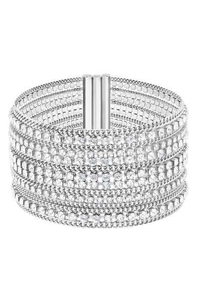 Shop Swarovski Crystal & Chain Cuff Bracelet In White