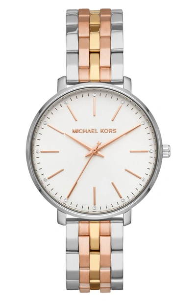 Shop Michael Kors Pyper Bracelet Watch, 38mm In Rose Gold/ White/ Silver/ Gold