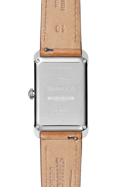 Shop Shinola The Muldowney Rectangular Leather Strap Watch, 24mm X 32mm In Bourbon/ White Mop/ Silver