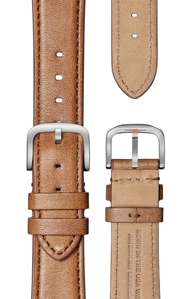 Shop Shinola The Muldowney Rectangular Leather Strap Watch, 24mm X 32mm In Bourbon/ White Mop/ Silver