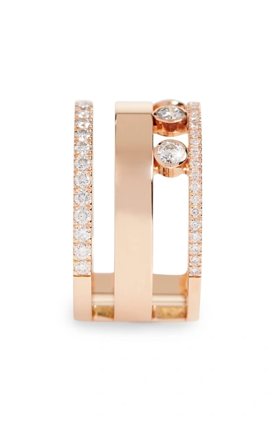 Shop Messika Three Row Move Romane Diamond Ring In Rose Gold