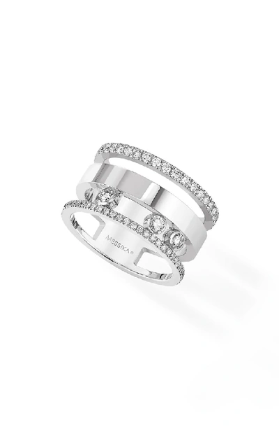 Shop Messika Three Row Move Romane Diamond Ring In White Gold