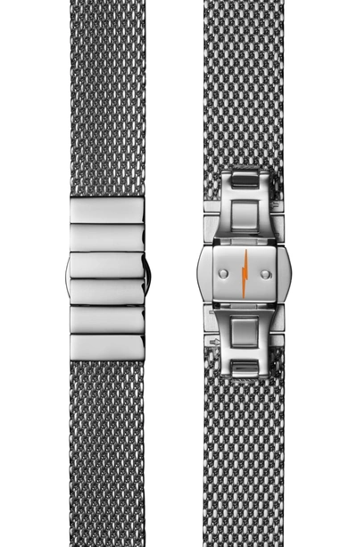 Shop Shinola The Canfield Mesh Strap Watch, 38mm In Silver/ Alabaster/ Silver