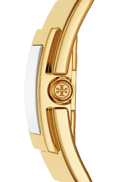 Shop Tory Burch T Bangle Bracelet Watch, 25mm X 25mm In Gold/ White/ Gold