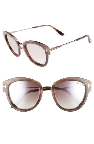Shop Tom Ford Mia 55mm Cat Eye Sunglasses - Pink Melange Havana Acetate