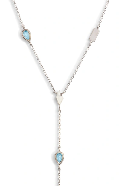 Shop Anzie Cleo Geometric Shaped Y-necklace In Silver/ Blue