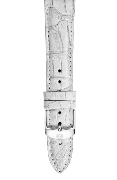 Shop Michele 16mm Alligator Watch Strap In Silver