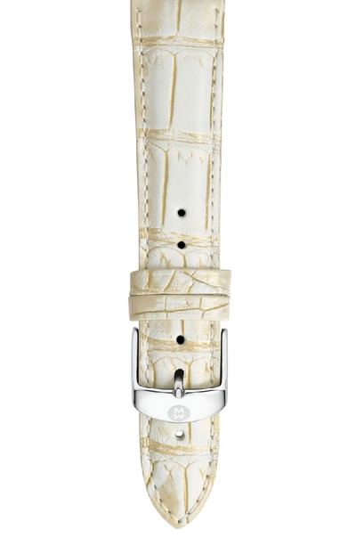 Shop Michele 16mm Alligator Watch Strap In Gold