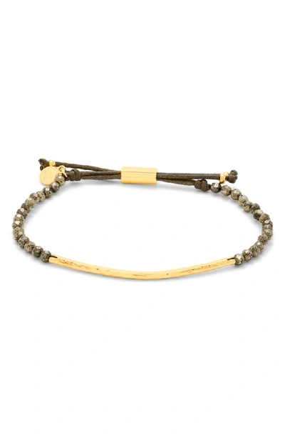 Shop Gorjana Power Gemstone Beaded Bracelet In Pyrite/ Gold