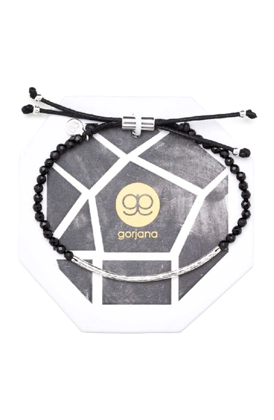 Shop Gorjana Power Gemstone Beaded Bracelet In Black Onyx/ Silver