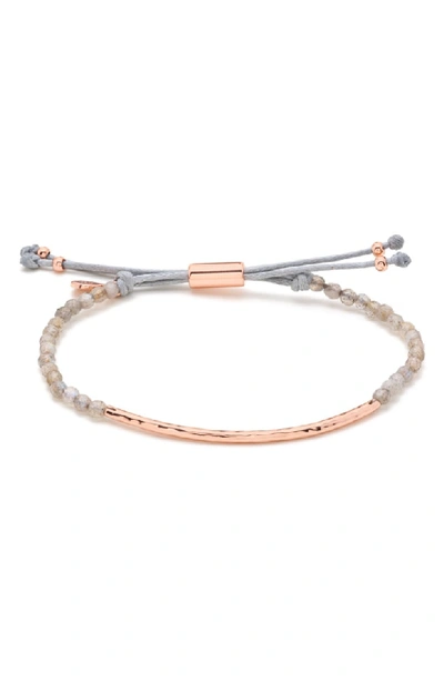 Shop Gorjana Power Gemstone Beaded Bracelet In Labradorite/ Rose Gold