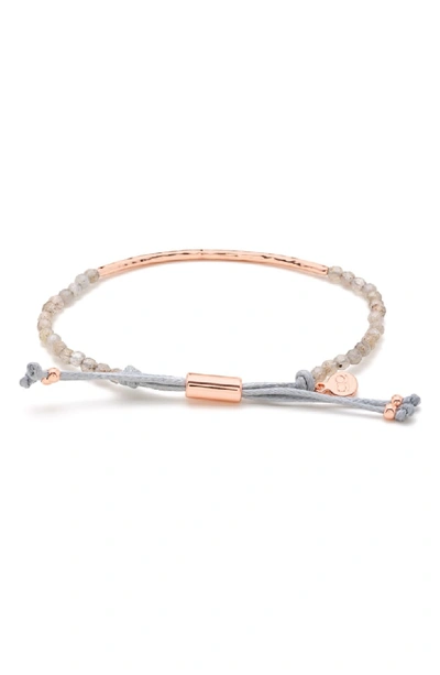 Shop Gorjana Power Gemstone Beaded Bracelet In Labradorite/ Rose Gold