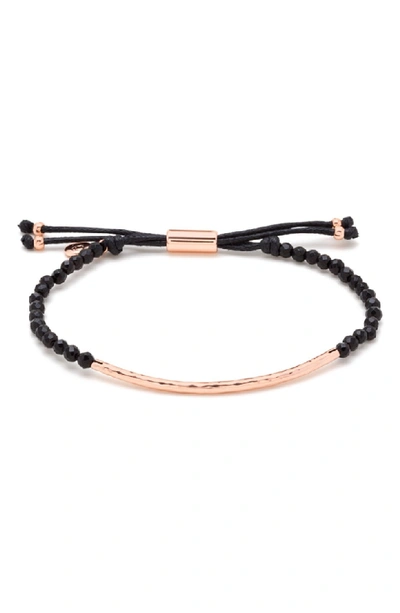 Shop Gorjana Power Gemstone Beaded Bracelet In Black Onyx/ Rose Gold