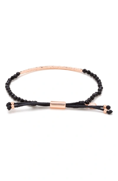 Shop Gorjana Power Gemstone Beaded Bracelet In Black Onyx/ Rose Gold