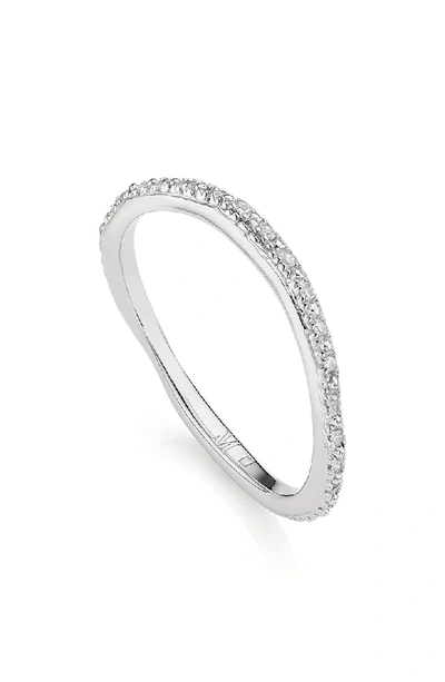 Shop Monica Vinader Riva Wave Diamond Eternity Ring In Silver/ Diamond
