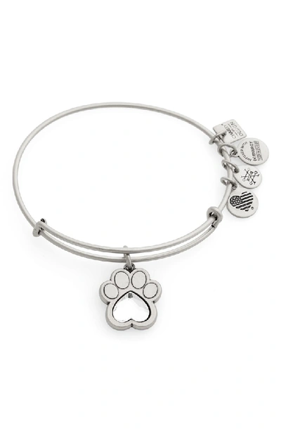 Shop Alex And Ani Prints Of Love Adjustable Wire Bangle In Silver