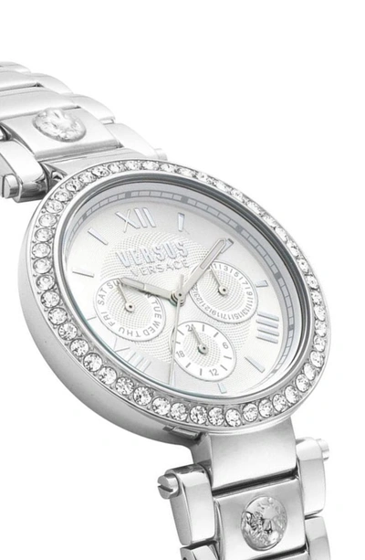 Shop Versace Camden Market Multifunction Bracelet Watch, 38mm In Silver