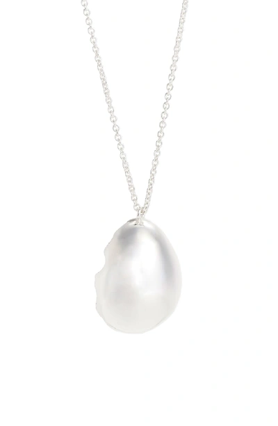 Shop All Blues Quail Eggshell Half Silver Pendant Necklace In Polished Silver